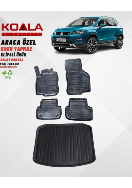 Seat Ateca 4x4 2017-2025 3D Havuzlu Paspas Bagaj Havuzu Seti