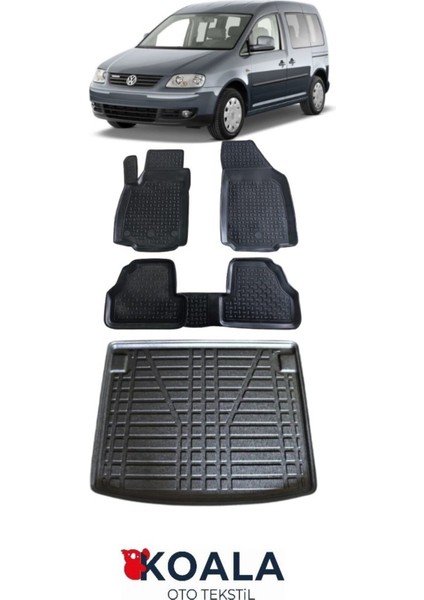 Volkswagen Caddy (2004-2010) Koala 3D Havuzlu Paspas ve Bagaj Havuzu