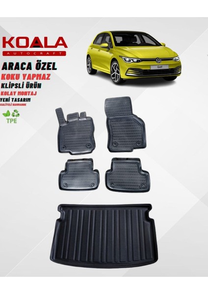 Volkswagen Golf 8.5 8 (Manuel)(Bagajın Üst Kademesi ) 2021 Sonrası 3D Havuzlu Paspas ve Bagaj Havuzu
