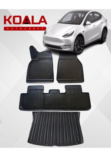 Tesla Model Y (2020-2024) ile Uyumlu - Araca Özel Paspas ve Bagaj Havuzu