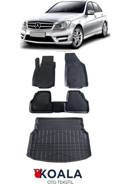 Mercedes C Serisi W204 Uyumlu Havuzlu Paspas ve Bagaj Havuzu(Rampalı Model Bagaj) 2007 2013