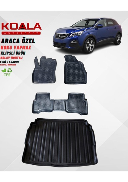 Peugeot 3008 Uyumlu Crossover Alt Bagaj (2016 ve Sonrası) Koala Paspas Bagaj Havuzu