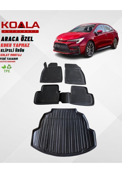Toyota Corolla Sedan 2019-2025 Araca Özel Havuzlu Paspas ve Bagaj Havuzu