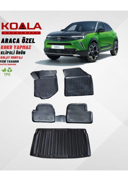 Opel Mokka B 2021-2025(BENZİNLİ)(BAGAJIN Üst Kademesi Için) Havuzlu Paspas ve Bagaj Havuzu