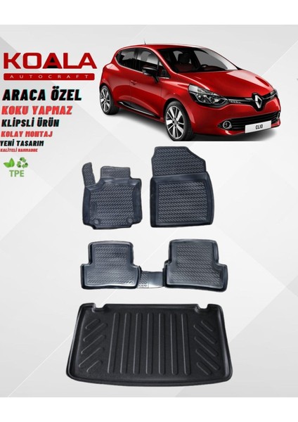 Renault Clio 4 (2012-2019) Araca Özel Havuzlu Paspas ve Bagaj Havuzu