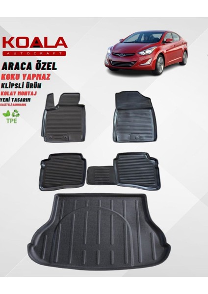 Hyundai Elantra 2011-2015 Araca Özel Paspas ve Bagaj Havuzu