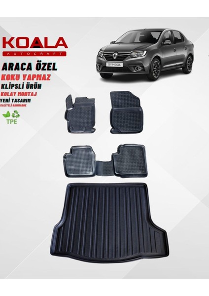 Renault Symbol Araca Özel Paspas 2013 Sonrası 3D Havuzlu Paspas ve Bagaj Havuzu