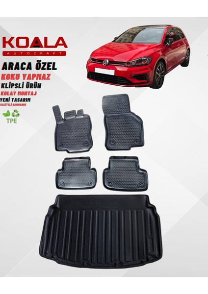 Volkswagen Golf 7 2012-2020 Havuzlu Paspas ve Bagaj Havuzu(Alt Kademe Bagaj)