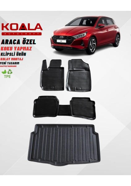 Hyundai I20 (Elite Plus) (Alt Kademe Bagaj ) 2021 Sonrası Uyumlu 3D Havuzlu Paspas ve Bagaj Havuzu