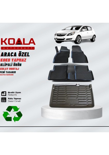 Opel Corsa D Havuzlu Paspas ve Bagaj Havuzu (2007 2014 )
