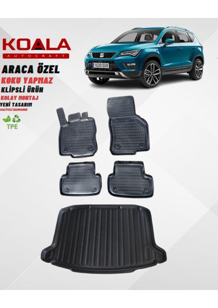 Seat Ateca 4x2 2017-2025 3D Havuzlu Paspas Bagaj Havuzu Seti