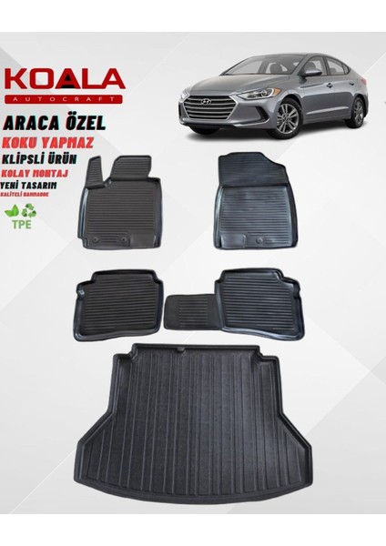 Hyundai Elantra 2016-2019 Araca Özel Paspas ve Bagaj Havuzu