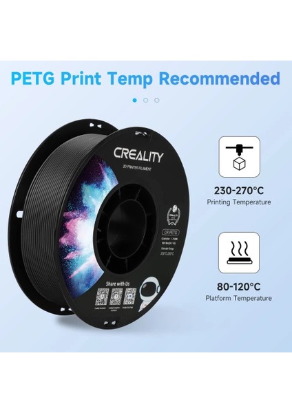 Cr-Petg Siyah Filament 1.75MM 1000GR - fırsatları