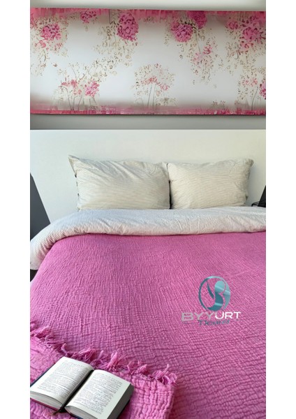 %100 Pamuk Müslin Pike Çift Kişilik Fuşya 230X240 - Fusya fırsatları