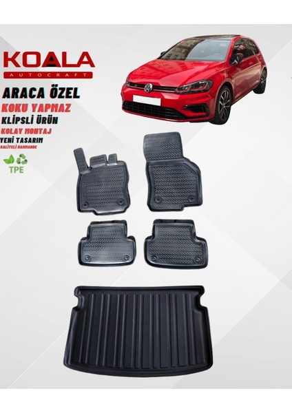 Volkswagen Golf 7 2012-2020 Havuzlu Paspas ve Bagaj Havuzu(Üst Kademe Bagaj)