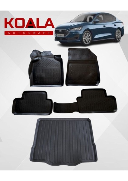 Ford Focus 5 Sedan Tamir Kitli Bagaj (2018-2025) ile Uyumlu - Araca Özel Paspas ve Bagaj Havuzu