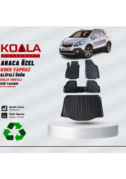 Opel Mokka 2012-2021 3D Uyumlu Araca Özel Koala Paspas ve Bagaj Havuzu