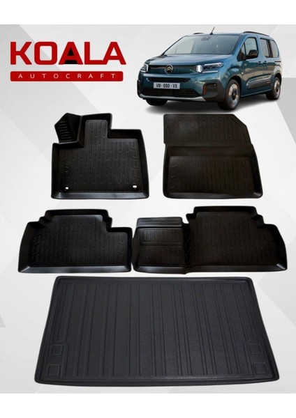 Citroen Berlingo (2019+SONRASI) ile Uyumlu - Araca Özel Paspas ve Bagaj Havuzu