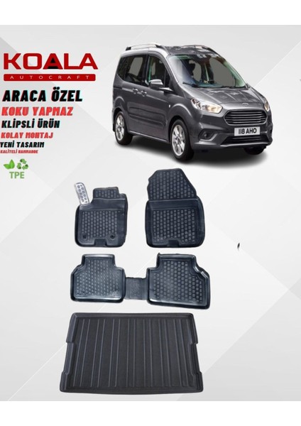 Ford Courier 2014-2023 Havuzlu Paspas Bagaj Havuzu 3D Ikili Set
