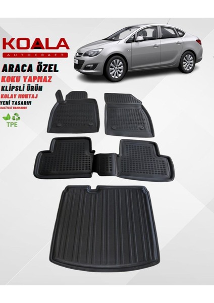 Opel Astra J Sedan 2010-2019 3D Havuzlu Paspas ve Bagaj Havuzu
