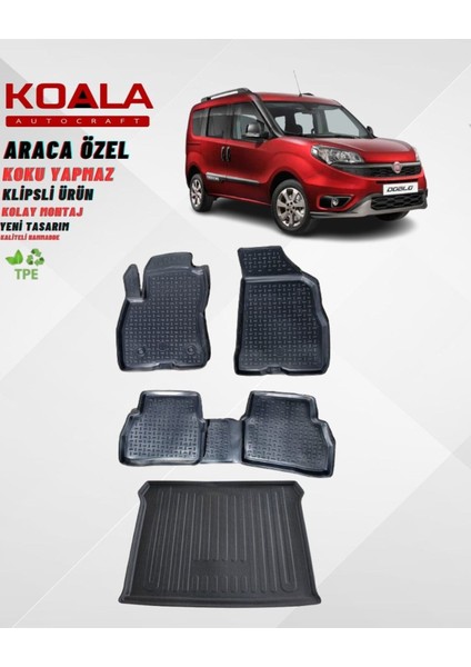 Fiat Doblo 2 3D Havuzlu Paspas 2010-2023 Arası Bagaj Havuzu Ikili Set