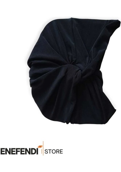 Düğümlü Dış Bone Siyah | Hazır Bağlı Sosyete Yarım Şal Modeli | Tesettür Rahat ve Şık Bone modelleri