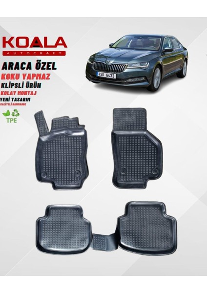 Skoda Super B 2015-2023 Araca Özel Havuzlu Paspas
