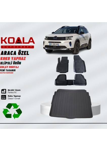 Citroen C5 Aircross (Alt Kademe Bagaj) (2019 Sonrası) Koala Paspas Bagaj Havuz Seti