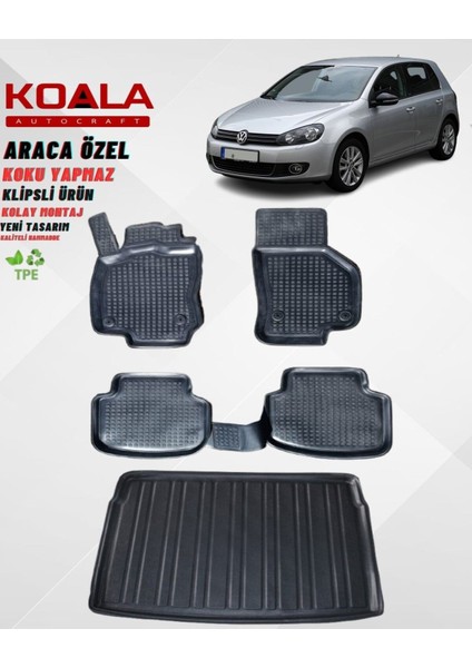 Volkswagen Golf 6 (2009-2012) Araca Özel Paspas ve Bagaj Havuzu