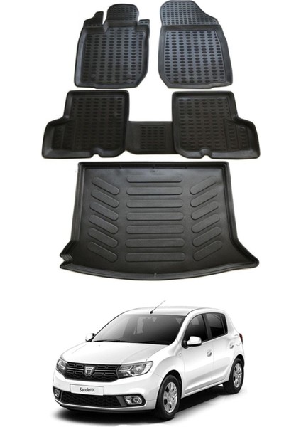 Dacia Uyumlu Sandero Stepway 3D Paspas 2013-2020 Bagaj Havuzu Ikili Set