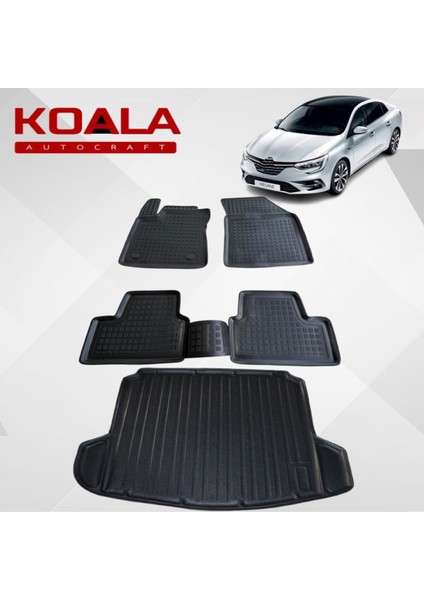 Megane 4 Sedan Uyumlu 3D Havuzlu Paspas Çift Cepli Bagaj Havuzu Ikili Set