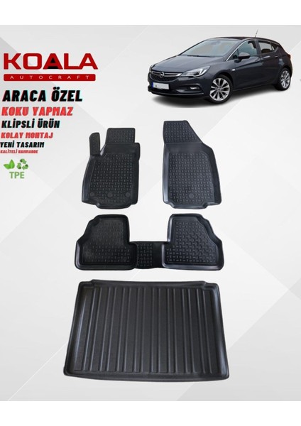 Opel Astra K 3D Havuzlu Paspas Bagaj Havuzu 3D Ikili Set