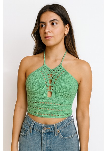 Açık Yeşil Üçgen Detay Büstiyer