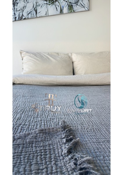 &100 Pamuk Müslin Battal Boy Antrasit Gri 260X230 - Antrasit Gri