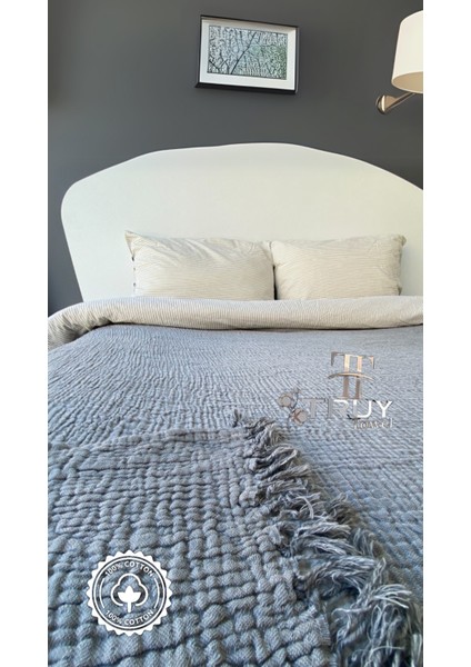 &100 Pamuk Müslin Battal Boy Antrasit Gri 260X230 - Antrasit Gri fırsatları