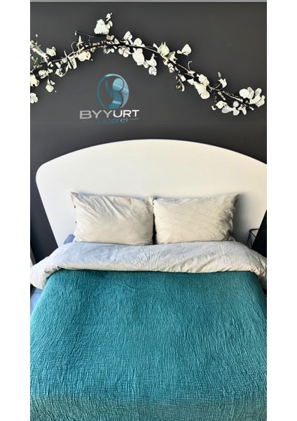 %100 Pamuklu Tek Kişilik Müslin Pike Turkuaz 160X230 - Turkuaz fırsatları