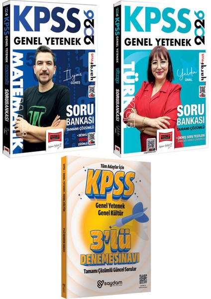 2026 Kpss Tamamı Çözümlü Türkçe-Matematik Soru Bankası(Yelda Ünal,ilyas Güneş)-Çözümlü 3 Deneme