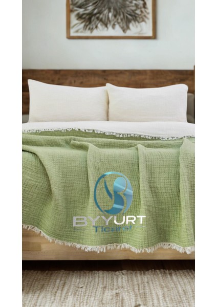 %100 Pamuk Müslin Çift Kişilik Yorgan Çağla Yeşili 220X240 - Çağla Yeşili fiyatları