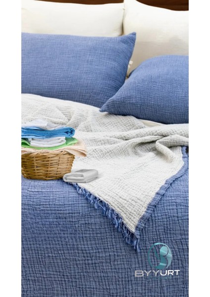 %100 Pamuklu Tek Kişilik Pike Indigo Mavi 160X230 - Indigo Mavi fırsatları