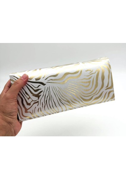 Gold Zebra Desenli Abiye Çanta Zincirli modelleri
