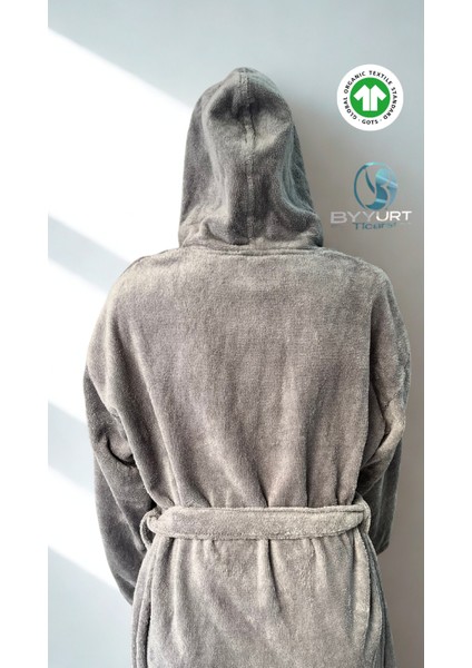 %100 Pamuk Havlu Kumaş Bornoz Gri L/XL- Gri indirimleri