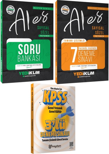 2026 Ales Master Serisi Sözel-Sayısal Yetenek Soru Bankası-Çözümlü Fasikül 7 Deneme-Çözümlü 3 Deneme