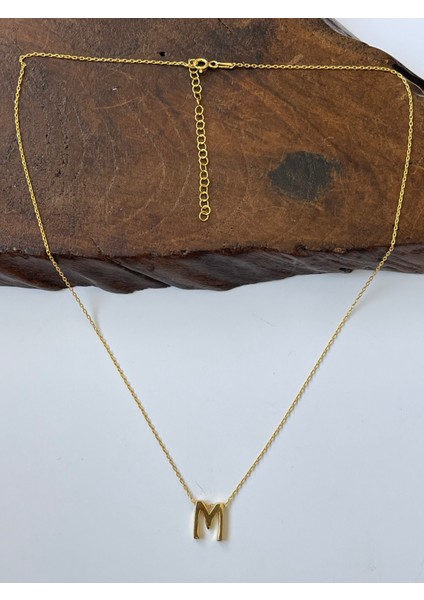 925 Ayar Gold Kaplama M Harfi Gümüş Kolye Harfli Gümüş Kolye Gümüş Harf