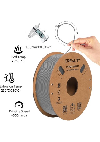 Hyper Abs Gri Filament 1.75MM 1000GR - Urhanshop Yetkili Satış modelleri