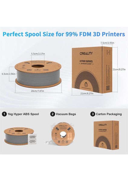Hyper Abs Gri Filament 1.75MM 1000GR - Urhanshop Yetkili Satış indirimleri