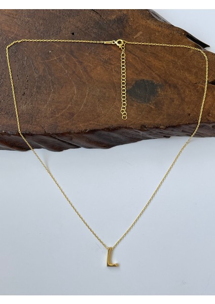 925 Ayar Gold Kaplama L Harfi Gümüş Kolye Harfli Gümüş Kolye Gümüş Harf