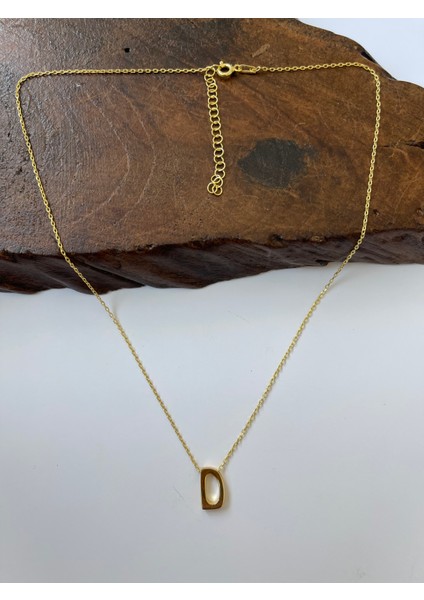 925 Ayar Gold Kaplama D Harfi Gümüş Kolye Harfli Gümüş Kolye Gümüş Harf