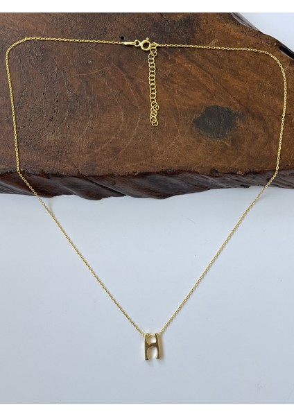 925 Ayar Gold Kaplama H Harfi Gümüş Kolye Harfli Gümüş Kolye Gümüş Harf