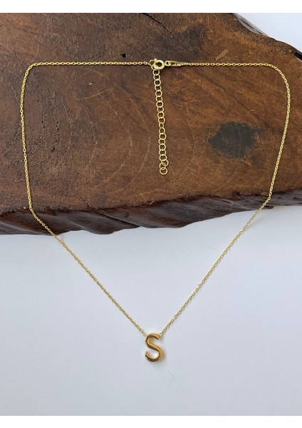 925 Ayar Gold Kaplama S Harfi Gümüş Kolye Harfli Gümüş Kolye Gümüş Harf