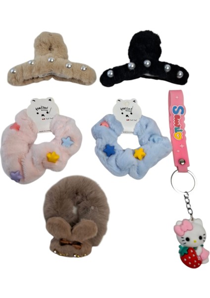 Kız Çocuk Mandal Toka Simit Toka Lastikli Zirkon Taşlı Toka Las. Kuromi Anahtar. 6 Lı Set fırsatları